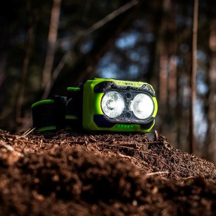 Dæmpbar genopladelig pandelampe med sensor og rødt lys LED/10W/5V/3xAAA IP44 600 lm 1200 mAh