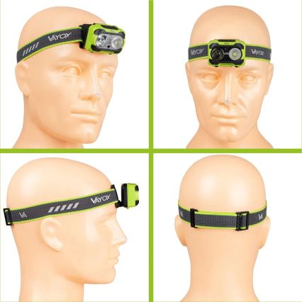 Dæmpbar genopladelig pandelampe med sensor og rødt lys LED/10W/5V/3xAAA IP44 600 lm 1200 mAh