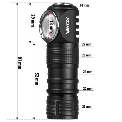 Dæmpbar genopladelig LED-pandelampe med rødt lys 3-i-1 LED/10W/5V IP66 500 lm 800 mAh
