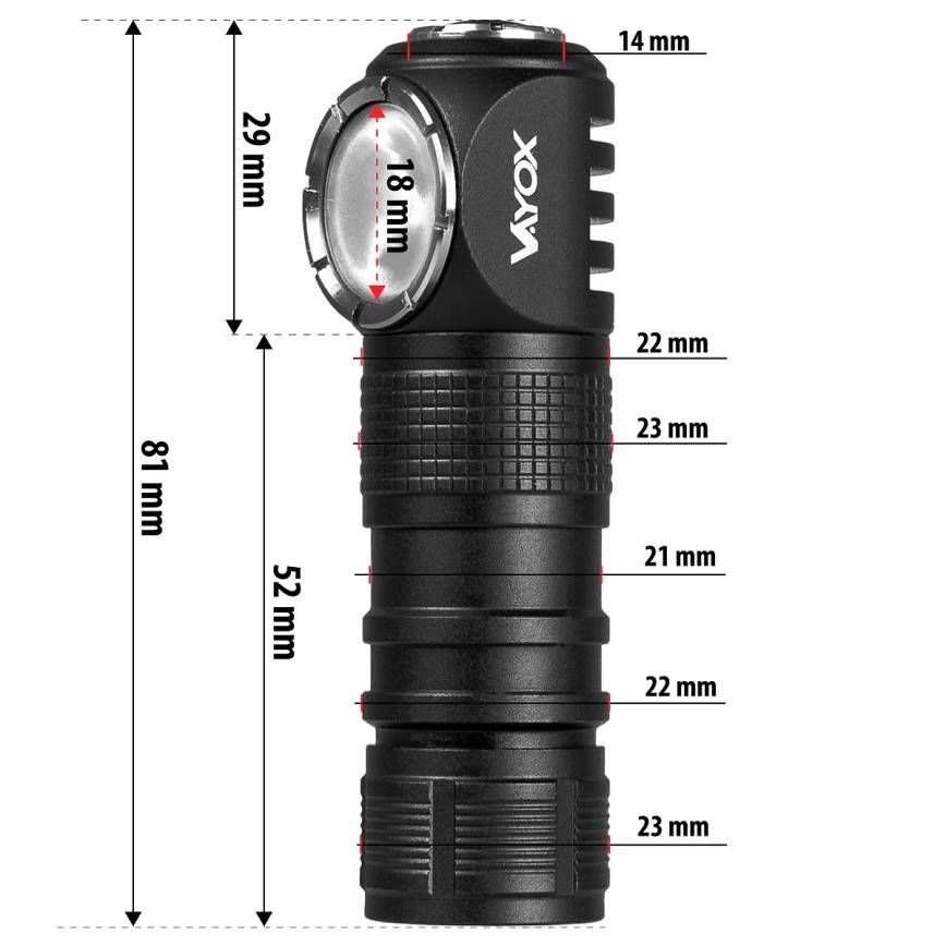 Dæmpbar genopladelig LED-pandelampe med rødt lys 3-i-1 LED/10W/5V IP66 500 lm 800 mAh