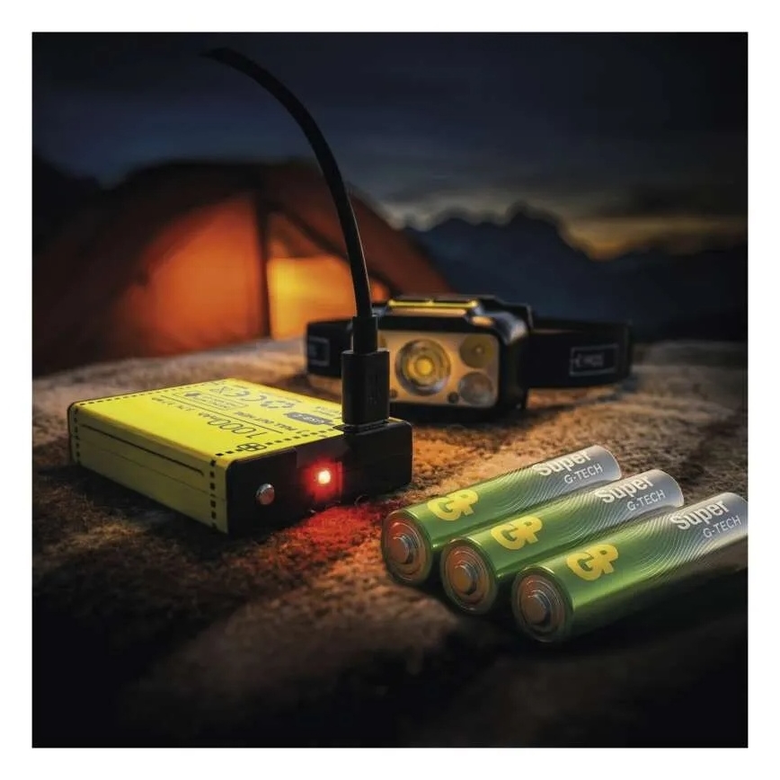 Dæmpbar genopladelig pandelampe LED/3xAAA/1000 mAh 3,7V