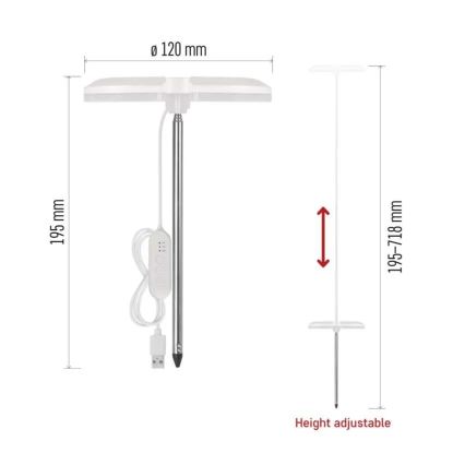 Dæmpbar indendørs LED-vækstlampe GROW LED/8W/5V