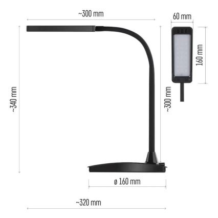 Dæmpbar LED-bordlampe EDDY LED/6W/230V 3000/4500/6800K sort