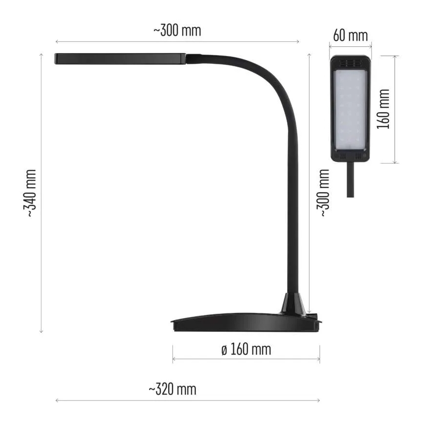 Dæmpbar LED-bordlampe EDDY LED/6W/230V 3000/4500/6800K sort
