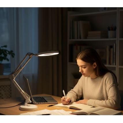 Dæmpbar LED-bordlampe med forstørrelsesglas 2-i-1 AURIQ LOUPE LED/10W/5V 3000/4000/6500K hvid