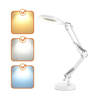Dæmpbar LED-bordlampe med forstørrelsesglas 2-i-1 AURIQ LOUPE LED/10W/5V 3000/4000/6500K hvid