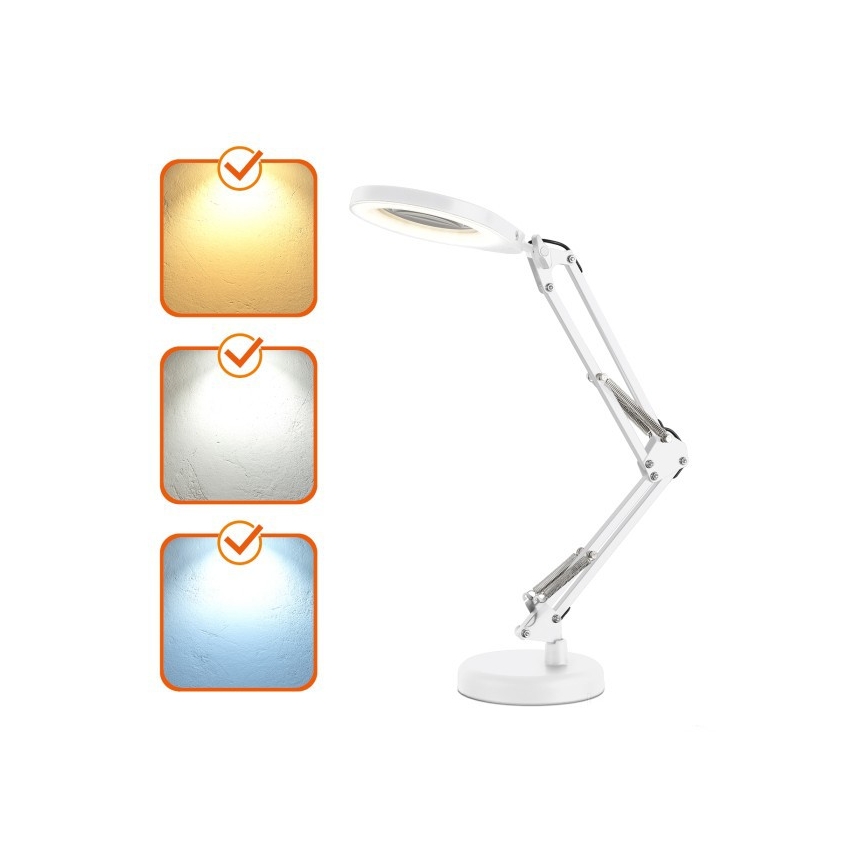 Dæmpbar LED-bordlampe med forstørrelsesglas 2-i-1 AURIQ LOUPE LED/10W/5V 3000/4000/6500K hvid