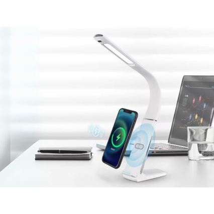 Dæmpbar LED-bordlampe med trådløs opladning og bevægelsessensor LORD EVO LED/8W/230V 3000K/4500K/6000K hvid