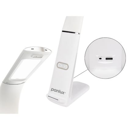 Dæmpbar LED-bordlampe med trådløs opladning og bevægelsessensor LORD EVO LED/8W/230V 3000K/4500K/6000K hvid