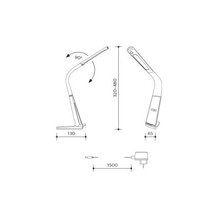 Dæmpbar LED-bordlampe med trådløs opladning og bevægelsessensor LORD EVO LED/8W/230V 3000K/4500K/6000K hvid