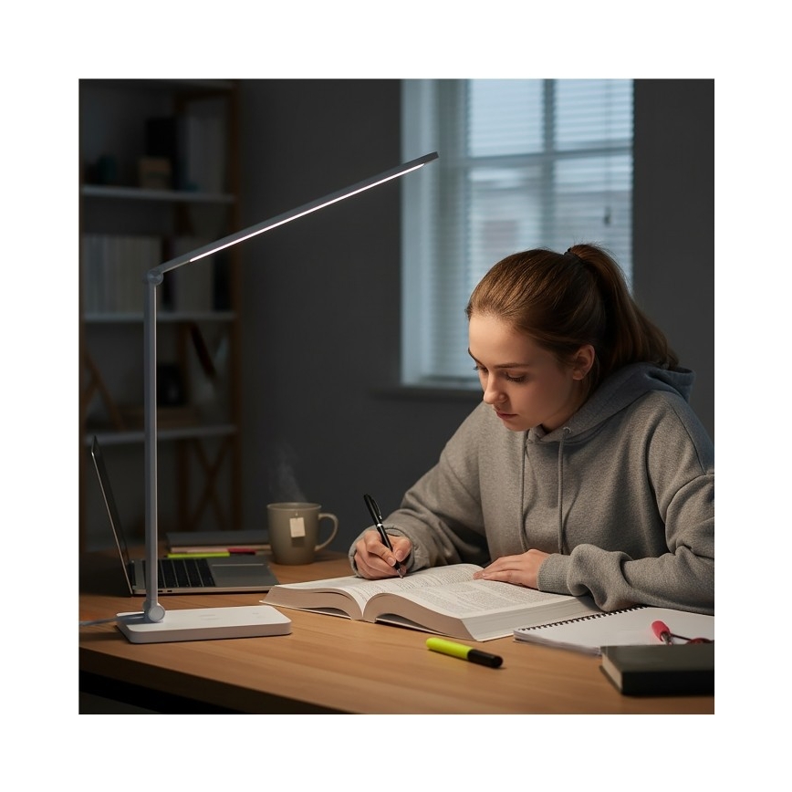 LED-dæmpbar skrivebordslampe med trådløs QI-opladning NOBLITE Q LED/7W/230V 3000/4000/6500K hvid