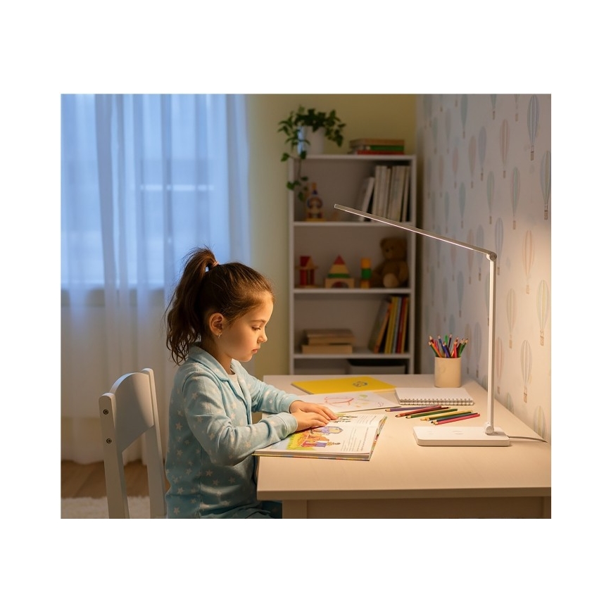 LED-dæmpbar skrivebordslampe med trådløs QI-opladning NOBLITE Q LED/7W/230V 3000/4000/6500K hvid