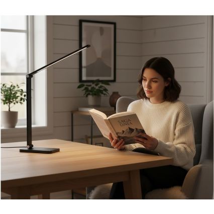 LED dæmpbar bordlampe med trådløs Qi-opladning NOBLITE Q LED/7W/230V 3000/4000/6500K sort