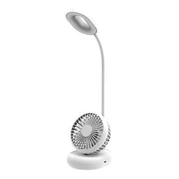 Dæmpbar LED-bordlampe med ventilator, LED/2W/5V, 6000-8000K, 2000 mAh