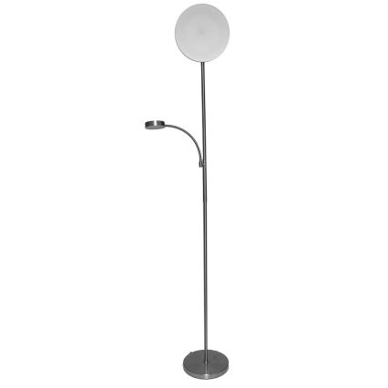 Dæmpbar standerlampe NORA LED/25W/230V 2200/3000/4000K + LED/5W 3000K, mat krom, med fjernbetjening