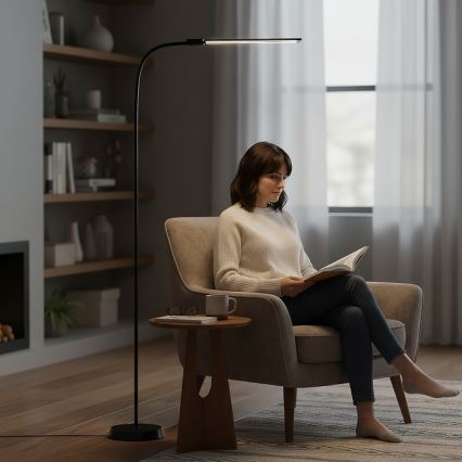 Dæmpbar LED-gulvlampe TEILO LED/14W/230V 3000/4000/6000K sort