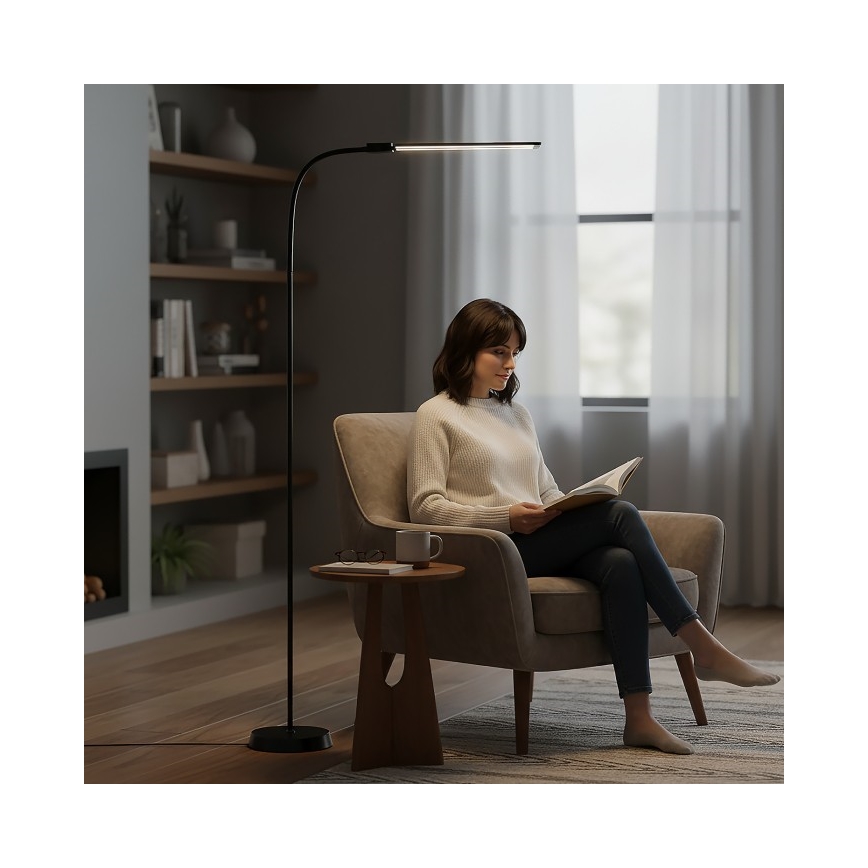 Dæmpbar LED-gulvlampe TEILO LED/14W/230V 3000/4000/6000K sort