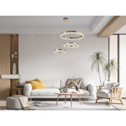 LED dæmpbar krystallysekrone med wireophæng THALIA LED/120W/230V 3000-6000K + fjernbetjening