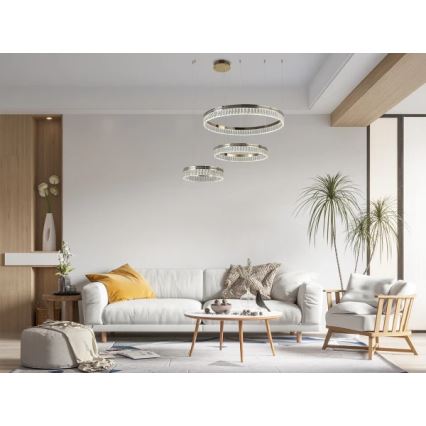 LED dæmpbar krystallysekrone med wireophæng THALIA LED/120W/230V 3000-6000K + fjernbetjening