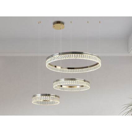LED dæmpbar krystallysekrone med wireophæng THALIA LED/120W/230V 3000-6000K + fjernbetjening