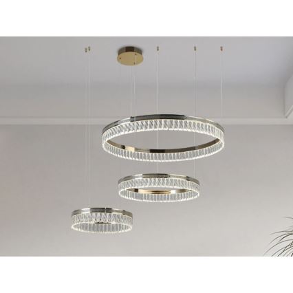 LED dæmpbar krystallysekrone med wireophæng THALIA LED/120W/230V 3000-6000K + fjernbetjening