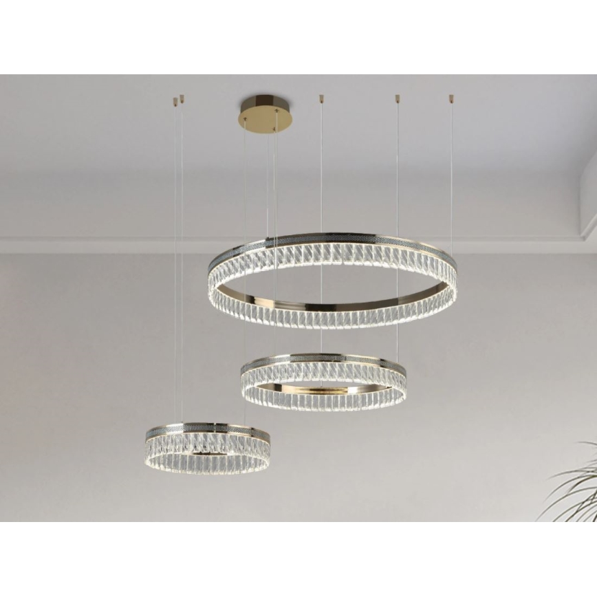 LED dæmpbar krystallysekrone med wireophæng THALIA LED/120W/230V 3000-6000K + fjernbetjening
