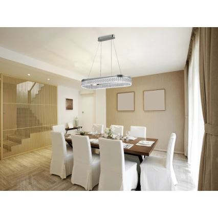 Dæmpbar LED-krystallysekrone med wireophæng THALIA LED/50W/230V 3000-6000K + fjernbetjening