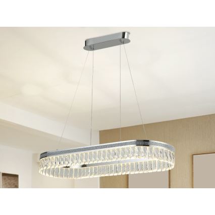 Dæmpbar LED-krystallysekrone med wireophæng THALIA LED/50W/230V 3000-6000K + fjernbetjening