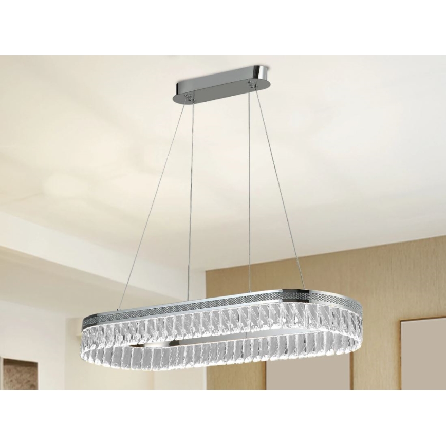 Dæmpbar LED-krystallysekrone med wireophæng THALIA LED/50W/230V 3000-6000K + fjernbetjening