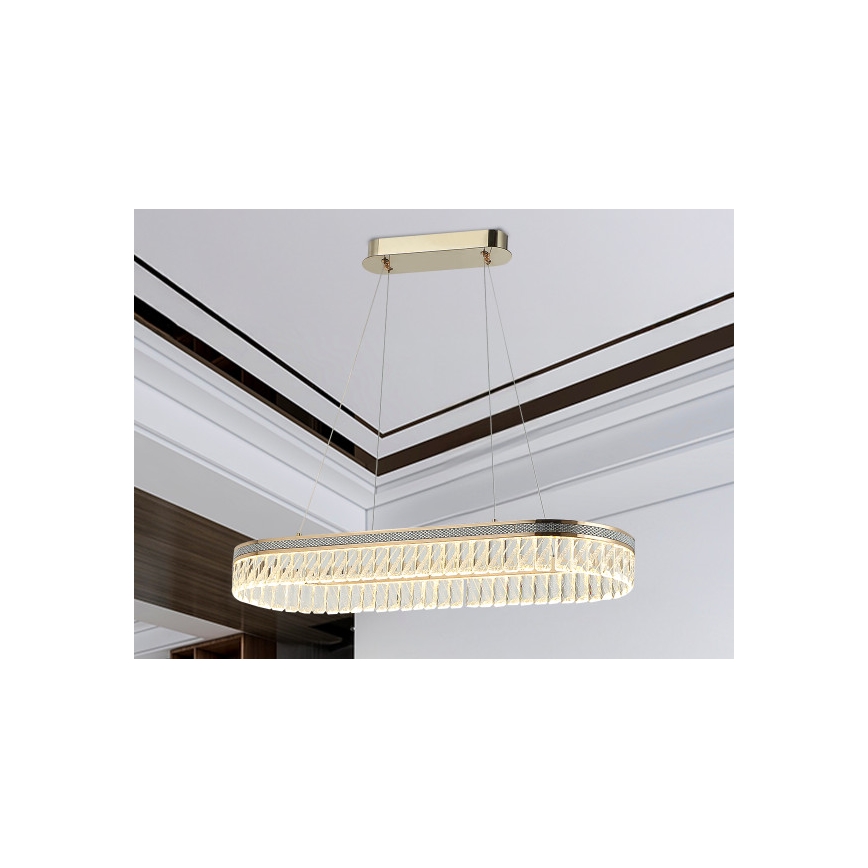 Dæmpbar LED-krystal lysekrone på wire THALIA LED/50W/230V 3000-6000K + fjernbetjening