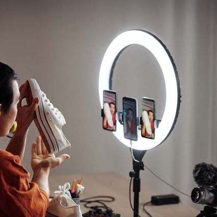 Dæmpbar LED-lampe med stativ og holder til vlogging LED/55W/230V CRI 90 + fjernbetjening