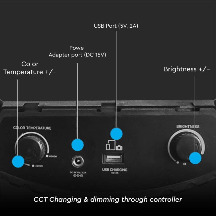 Dæmpbar LED-lampe med stativ og holder til vlogging LED/55W/230V CRI 90 + fjernbetjening