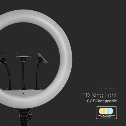Dæmpbar LED-lampe med stativ og holder til vlogging LED/55W/230V CRI 90 + fjernbetjening