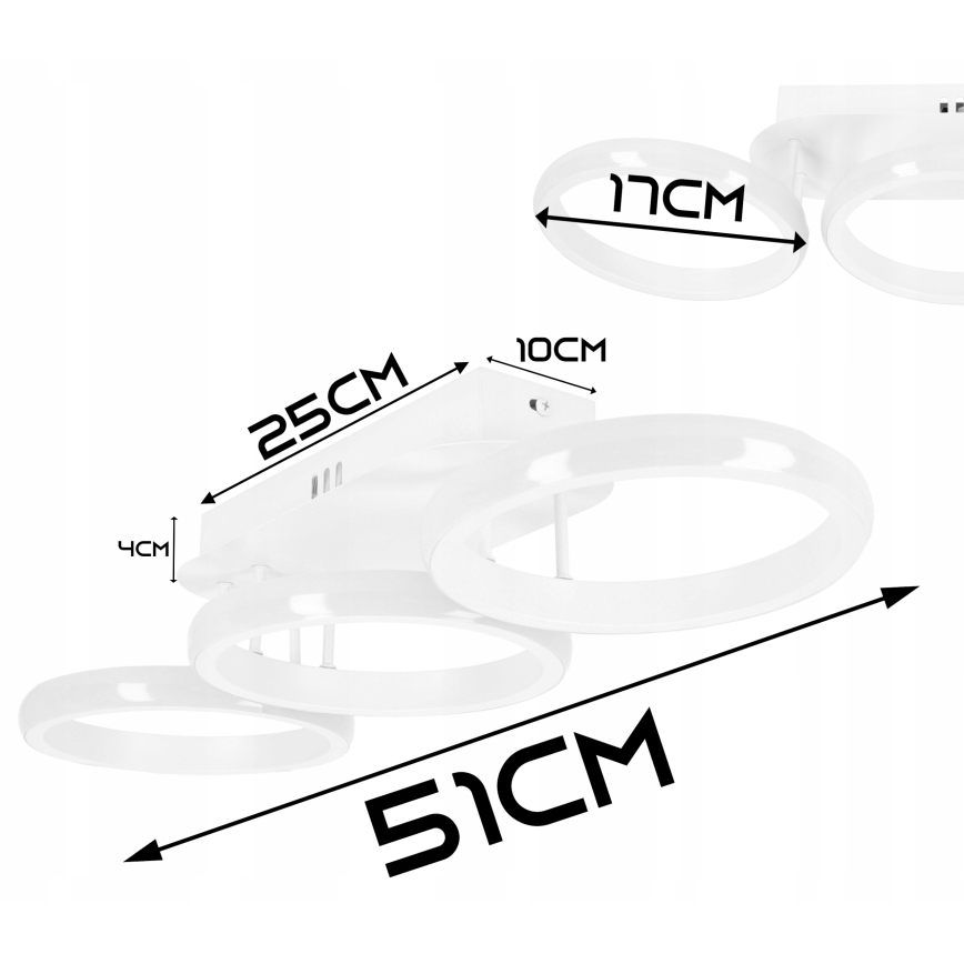LED-dæmpbar loftlampe, 30W/230V, 3000–6500 K, hvid, Tuya Wi‑Fi + fjernbetjening