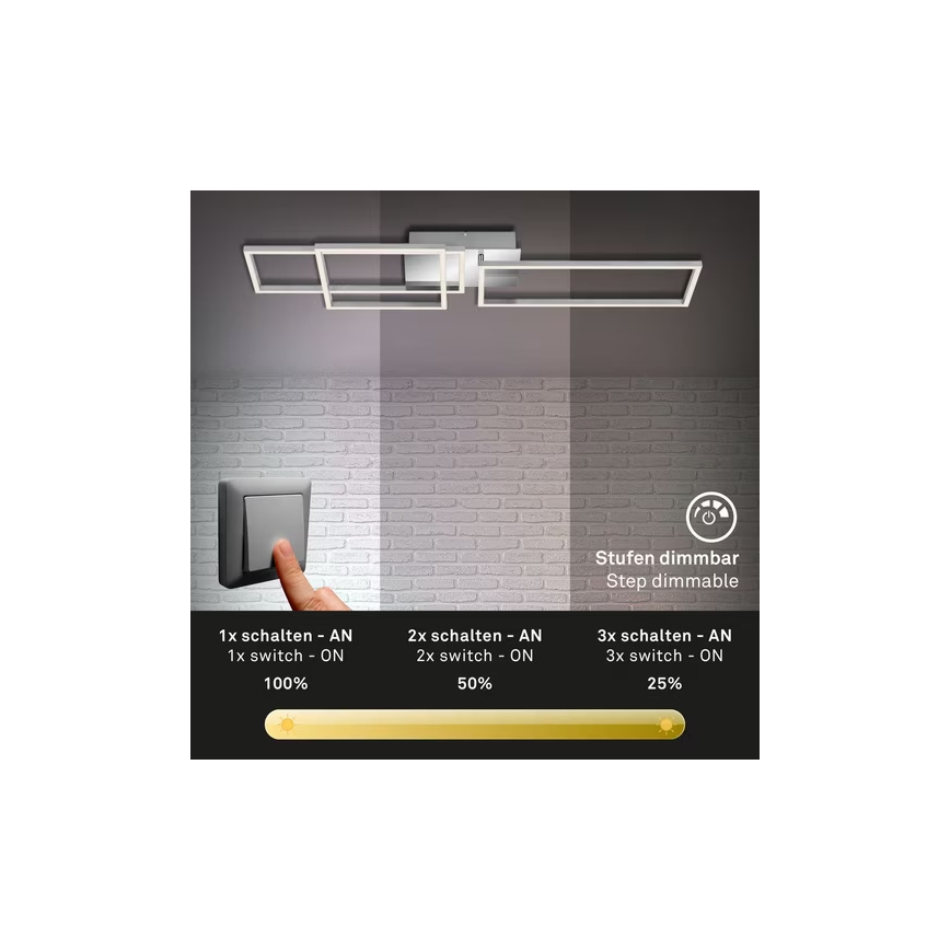 Dæmpbar LED-loftlampe 42W/230V 3000K mat krom