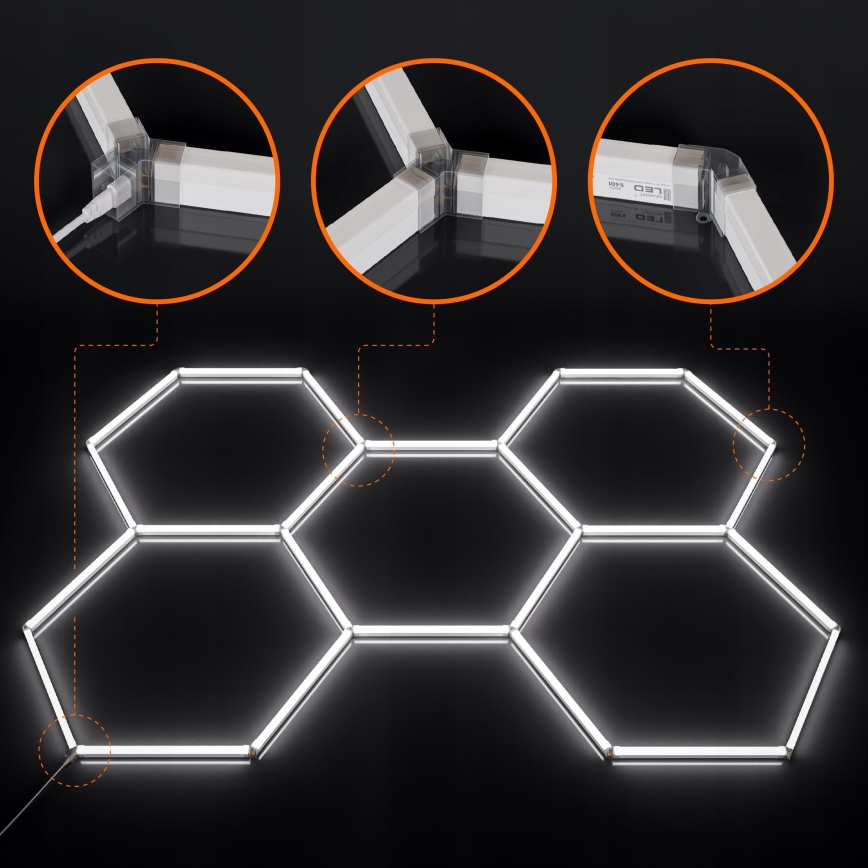 Dæmpbar LED-loftlampe HEXAGON LED/240W/85-265V 5000K 298x209 cm CRI 90 IP54 hvid