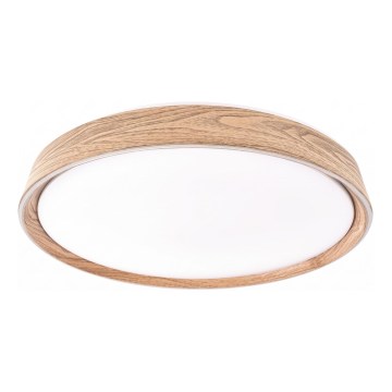 Dæmpbar LED-loftlampe ILVI, 45 W, 230 V, 2700–6500 K, Ø 50 cm, i trælook + fjernbetjening