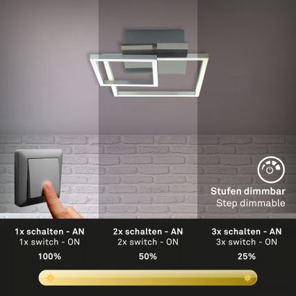 Dæmpbar LED-loftlampe LED/12W/230V 3000K mat krom