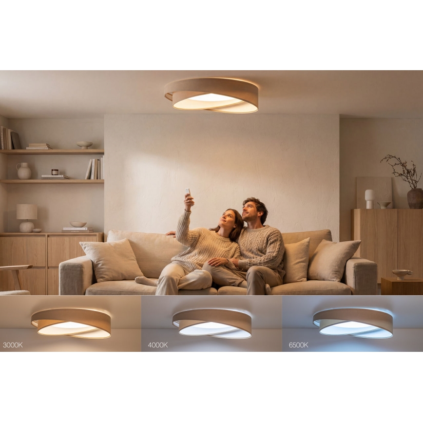 LED-dæmpbar loftlampe SMART GALAXY MODERN LED/24W/230V 3000-6500K Ø 55 cm beige/hvid + fjernbetjening