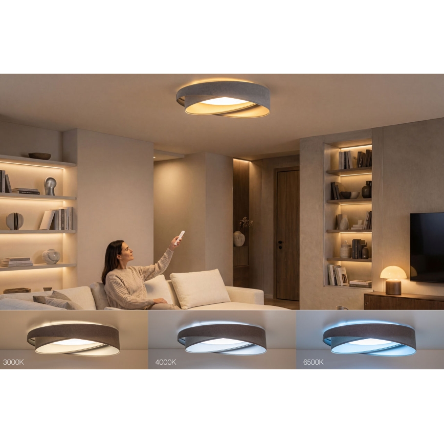 LED dæmpbar loftlampe SMART GALAXY MODERN LED/24W/230V 3000-6500K Ø 55 cm grå/sølv + fjernbetjening