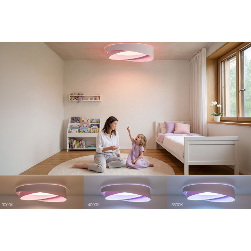 Dæmpbar LED-loftlampe SMART GALAXY MODERN LED/24W/230V 3000-6500K Ø 55 cm hvid/lilla + fjernbetjening