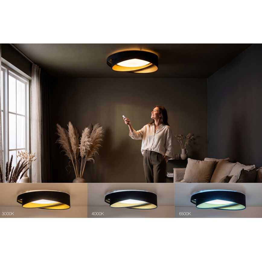 Dæmpbar LED-loftlampe SMART GALAXY MODERN LED/24W/230V 3000-6500K Ø 55 cm sort/guld + fjernbetjening