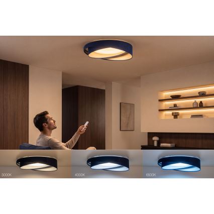 Dæmpbar LED-loftlampe SMART GALAXY MODERN LED/24W/230V 3000-6500K Ø 55 cm blå/sølv + fjernbetjening