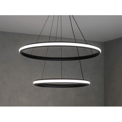 Dæmpbar LED-pendel på wire LED/90W/230V 3000-6500K Ø 60 cm + fjernbetjening
