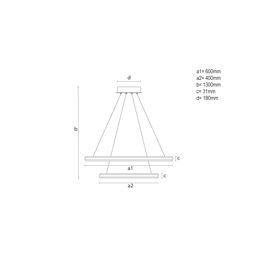 Dæmpbar LED-pendel på wire LED/90W/230V 3000-6500K Ø 60 cm + fjernbetjening