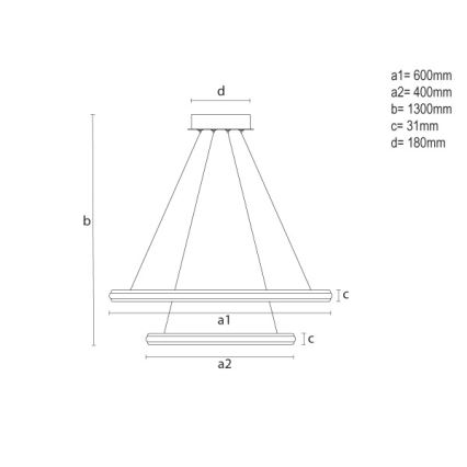 Dæmpbar LED-pendel på wire LED/90W/230V 3000-6500K Ø 60 cm + fjernbetjening