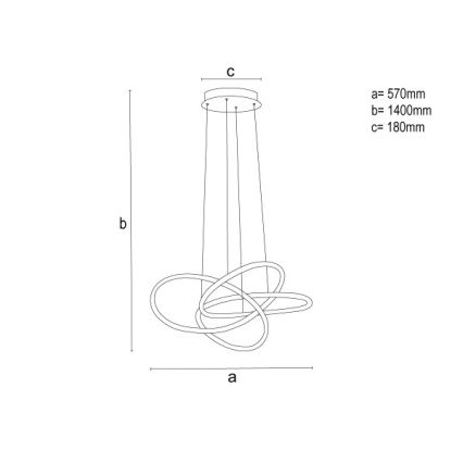 LED-dæmpbar pendel på wire LED/95W/230V 3000-6500K Ø 57 cm + fjernbetjening