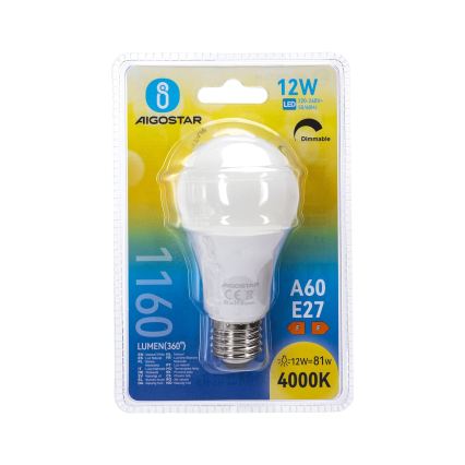 Dæmpbar LED-pære A60 E27/12W/230V 4000K - Aigostar
