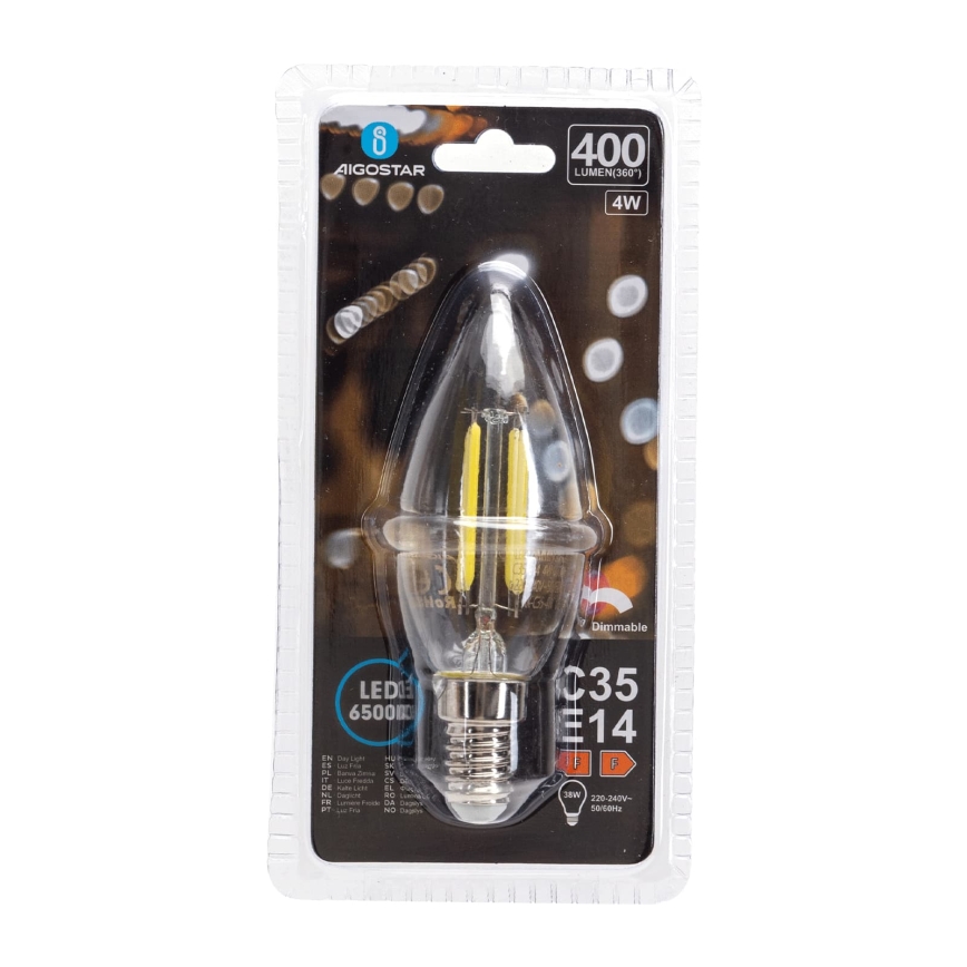 Dæmpbar LED-pære FILAMENT C35 E14/4W/230V 6500K - Aigostar