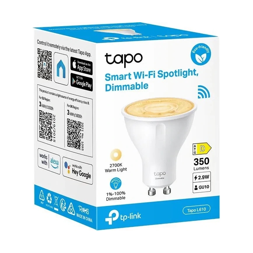 Dæmpbar LED-pære GU10/2,9W/230V 2700K Wi-Fi - TP-Link